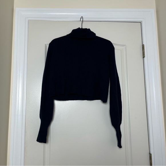 NWT Reformation Luisa Cropped Cashmere Sweater in Navy Size Small - Picture 2 of 5